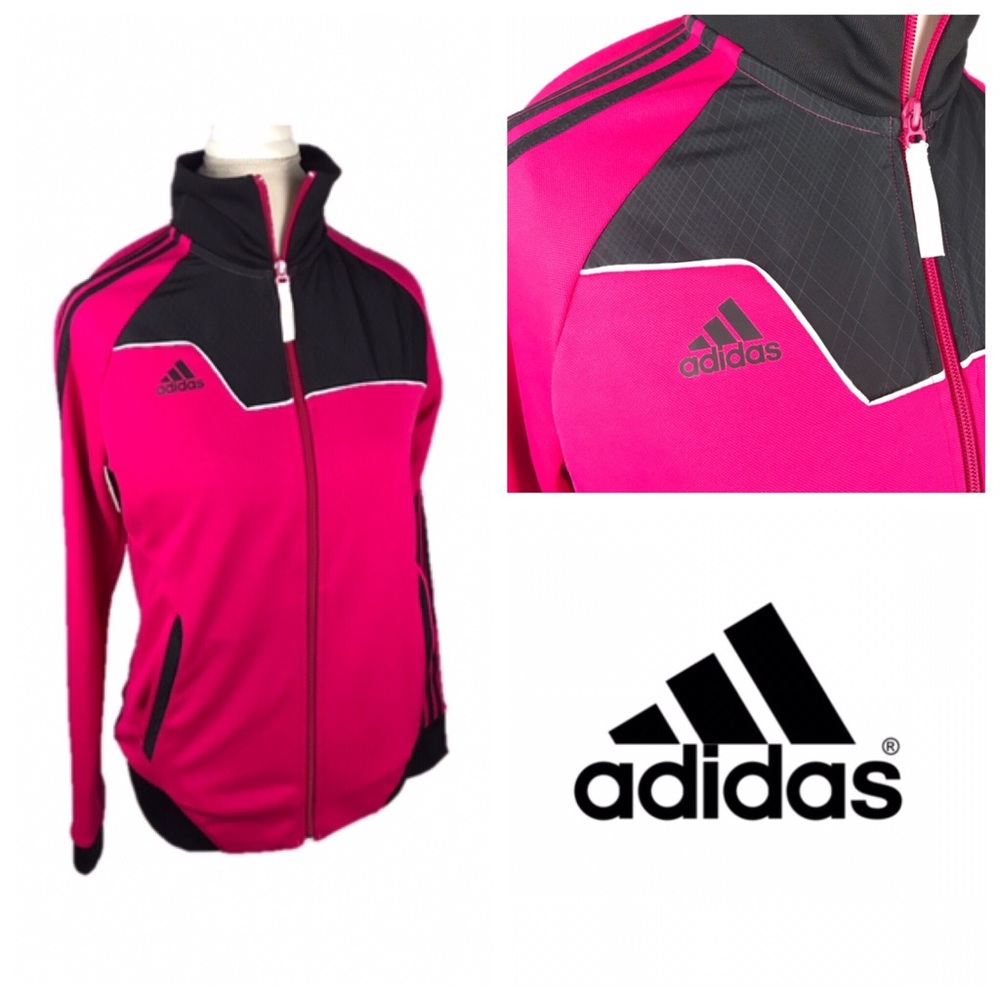 Adidas Pink and Black Zip Up Sports Jacket